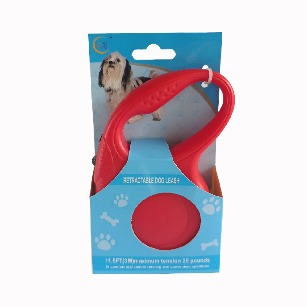 Correa Retráctil 3mt Paseo Mascotas Perro Gato Color Rojo