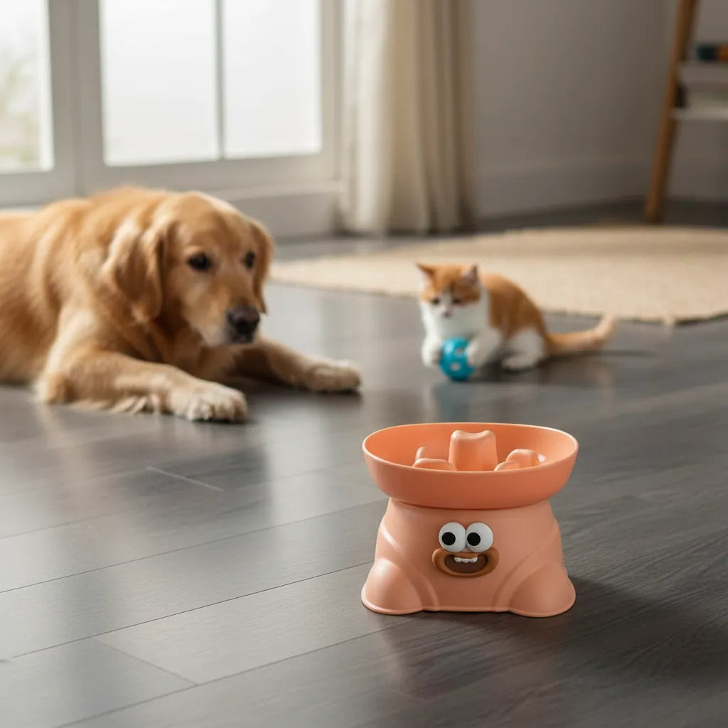 Comedero Lento Anti Ansiedad Para Perros Y Gatos Diseño Ojos