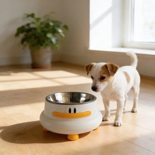 Bebedero Comedero Para Mascota Diseño Pato Acero Inoxidable