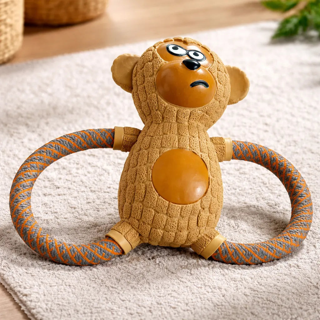 Juguete Mordedor Para Perro En Forma De Mono Con Cuerda
