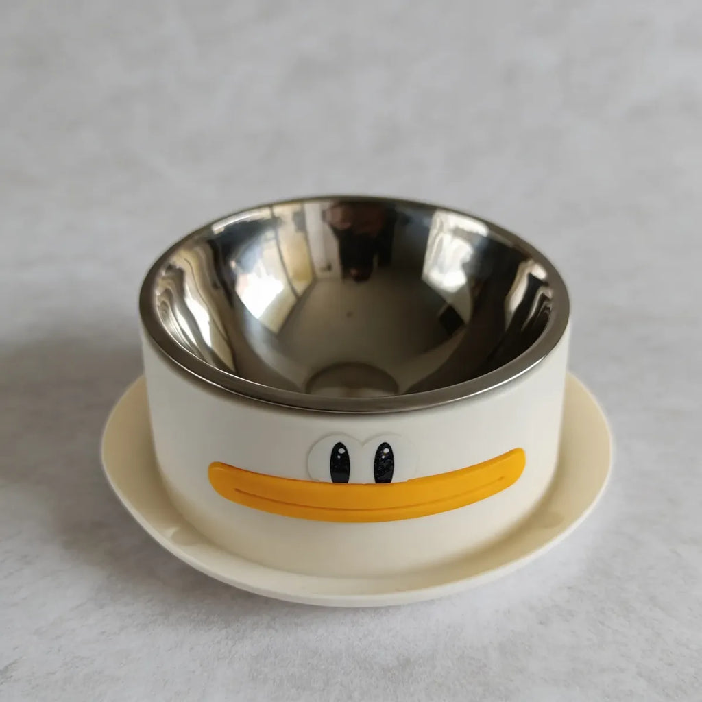 Comedero Bebedero Para Mascotas Acero Diseño Pato