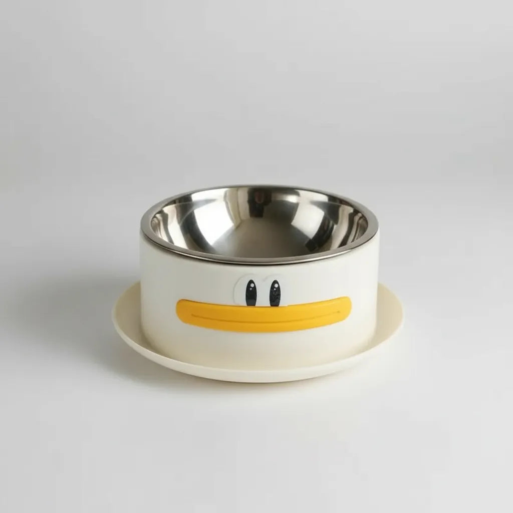 Comedero Bebedero Para Mascotas Acero Diseño Pato