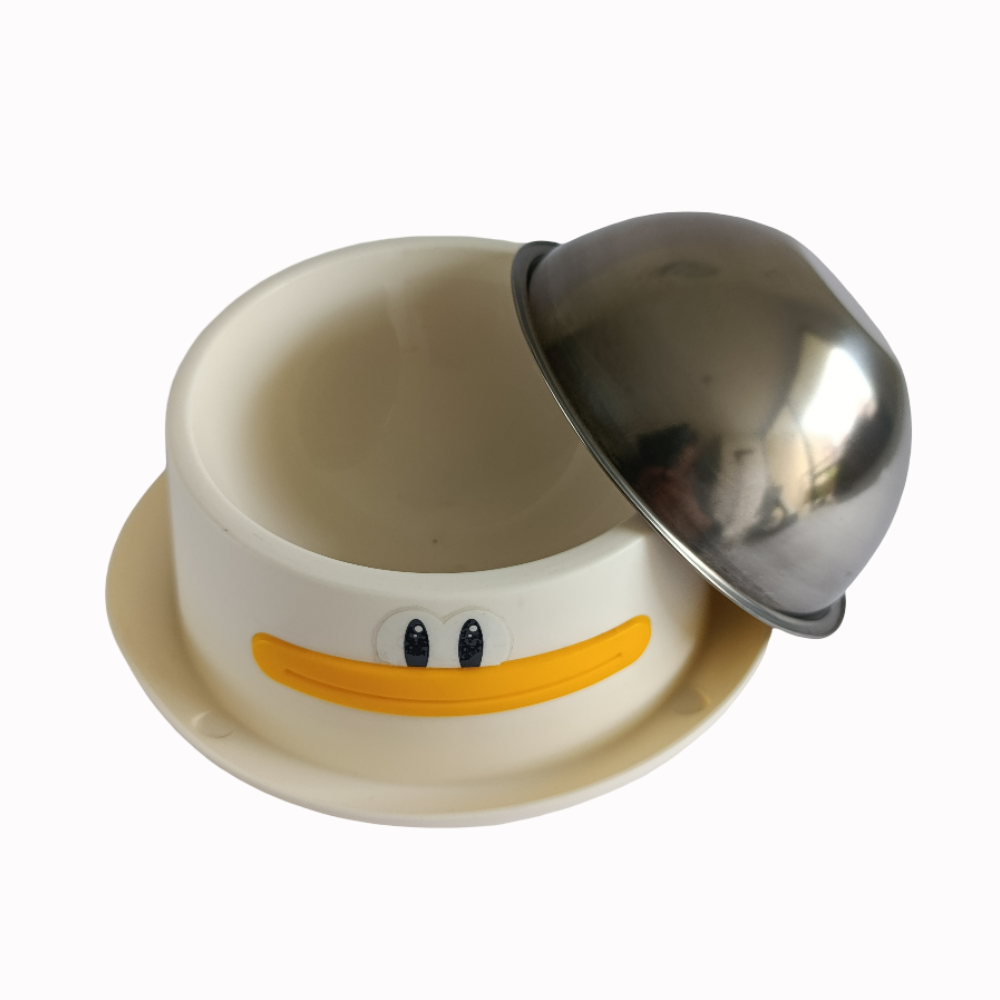 Comedero Bebedero Para Mascotas Acero Diseño Pato