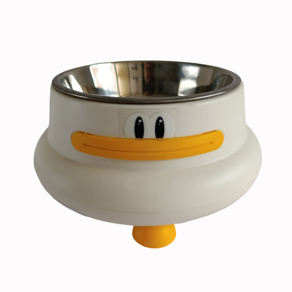 Bebedero Comedero Para Mascota Diseño Pato Acero Inoxidable