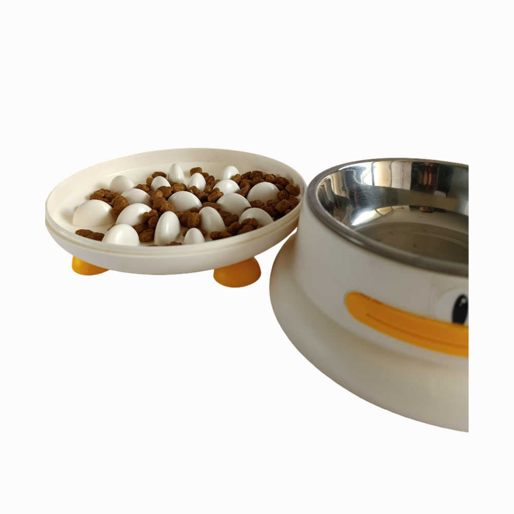 Bebedero Comedero Para Mascota Diseño Pato Acero Inoxidable