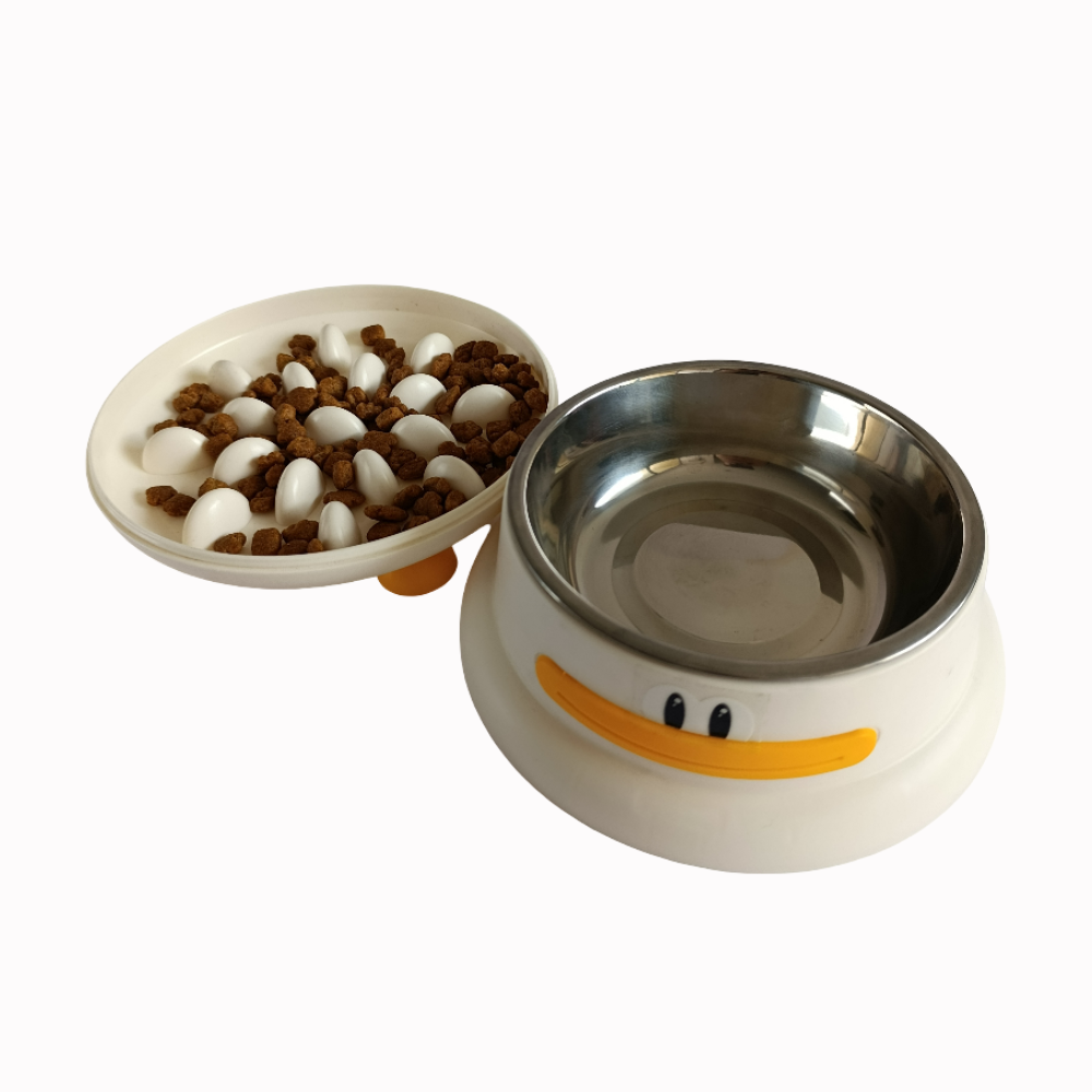 Bebedero Comedero Para Mascota Diseño Pato Acero Inoxidable